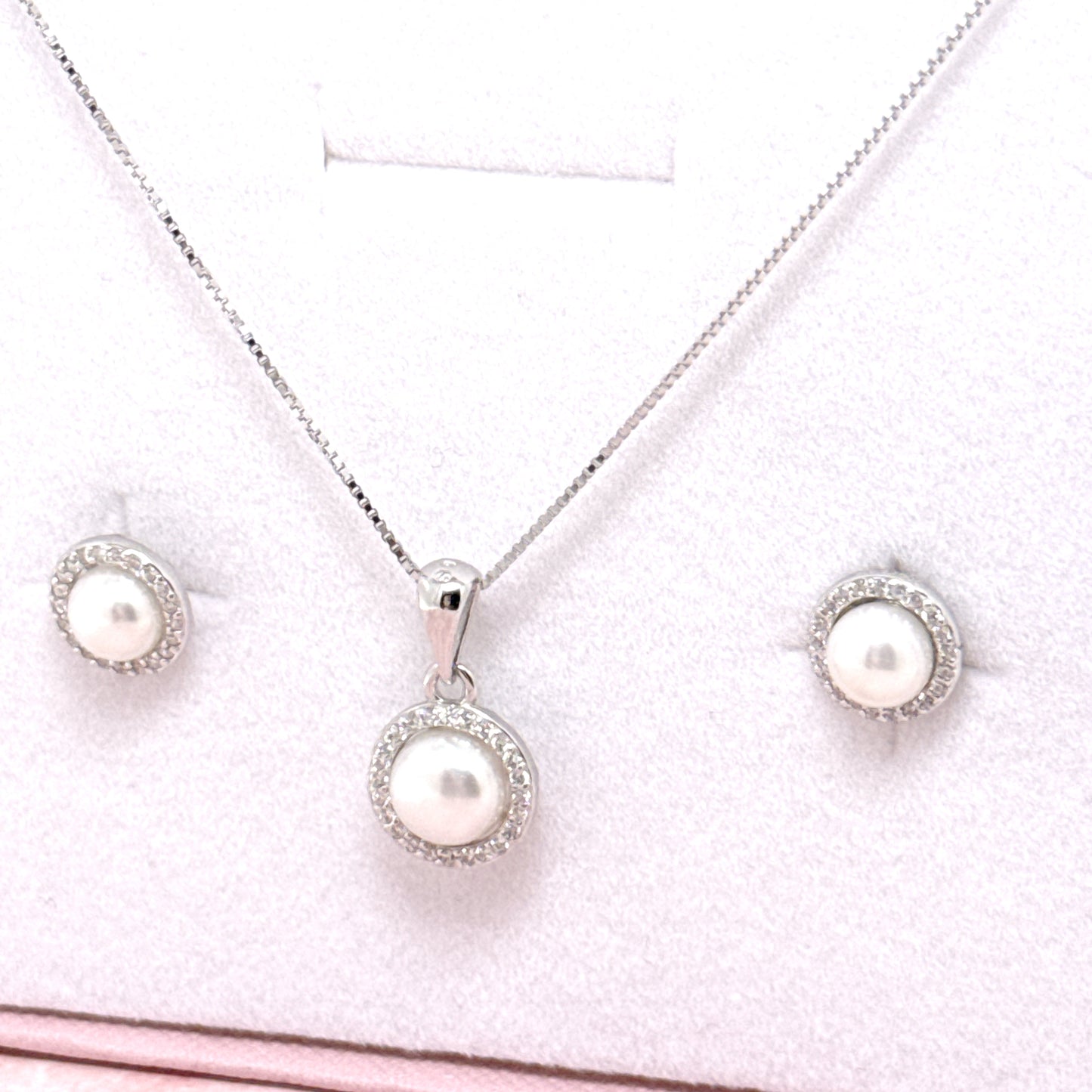 PARURE PERLE IN CERCHIO ZIRCONATO