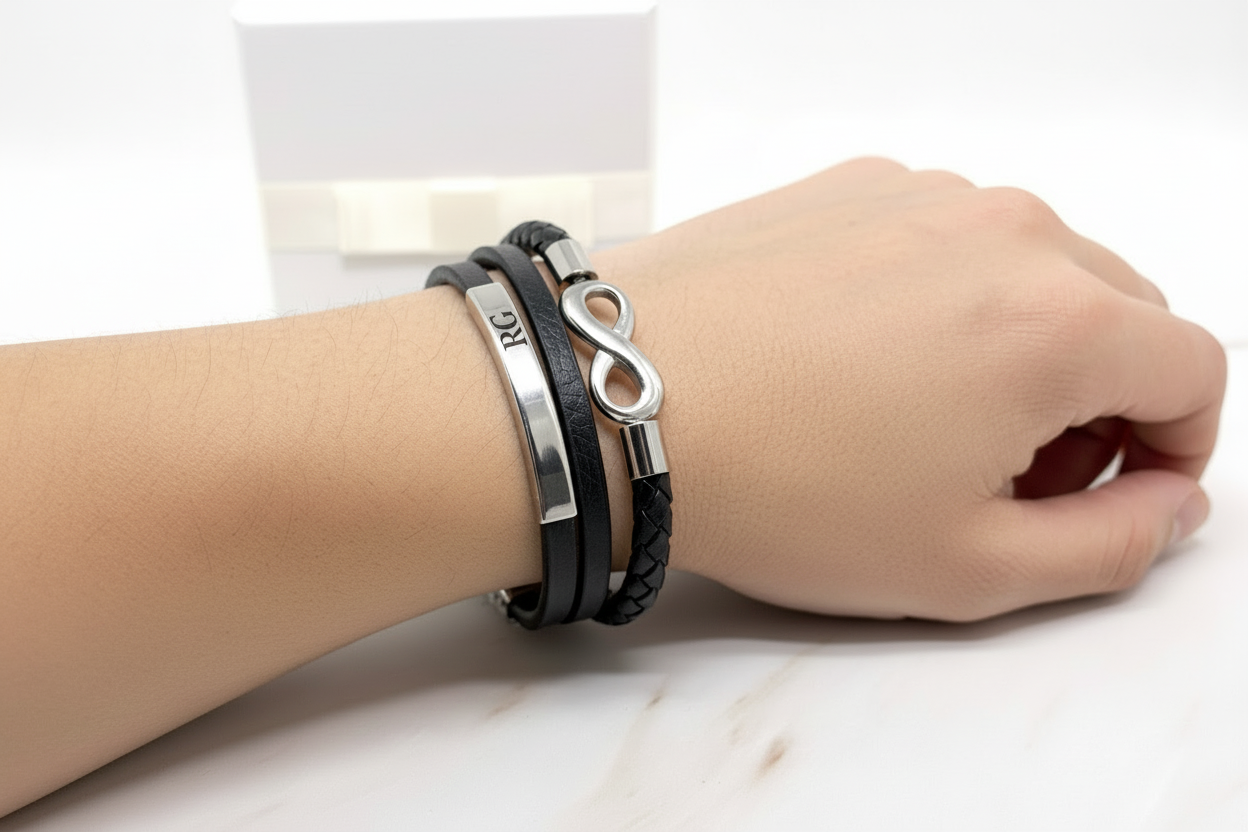 BRACCIALE INFINITO CUOIO INTRECCIO