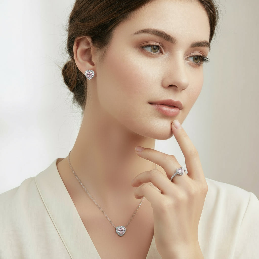 PARURE CUORE PASSANTE ZIRCONATO