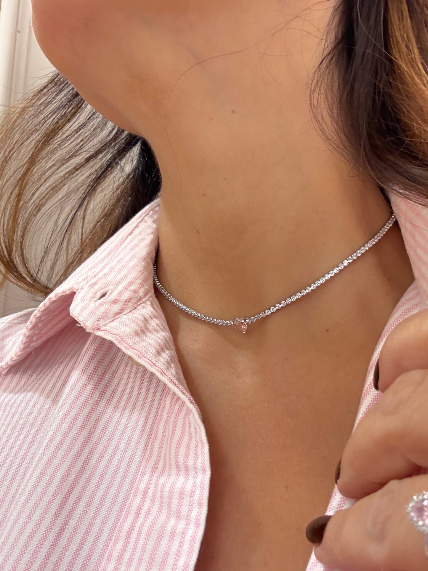 COLLANA TENNIS CON CUORE CENTRALE