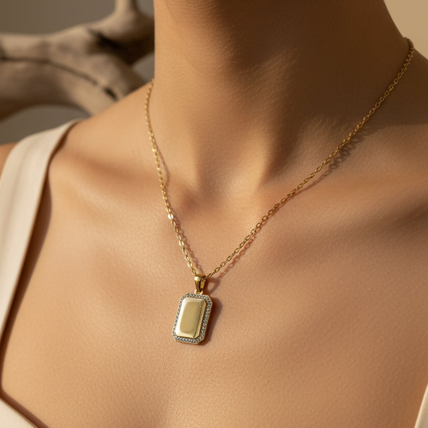 COLLANA RETTANGOLARE ZIRCONATA