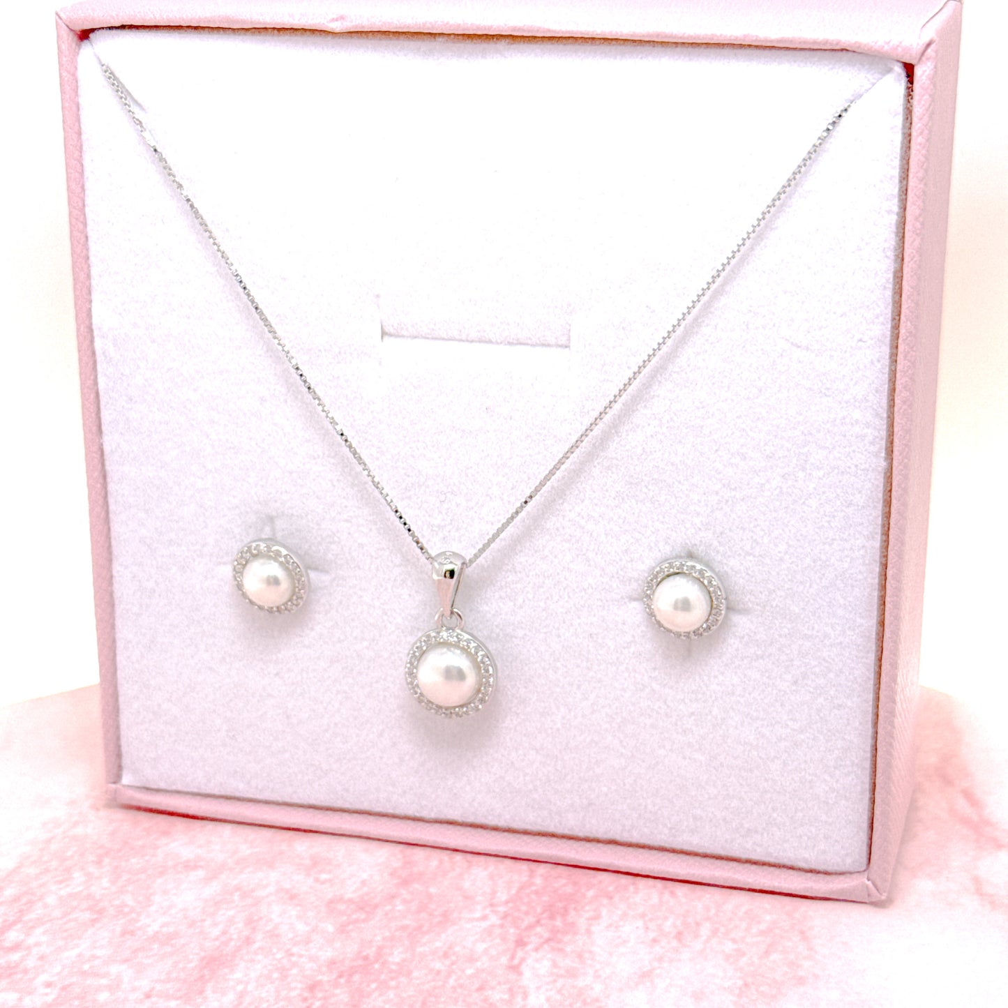 PARURE PERLE IN CERCHIO ZIRCONATO