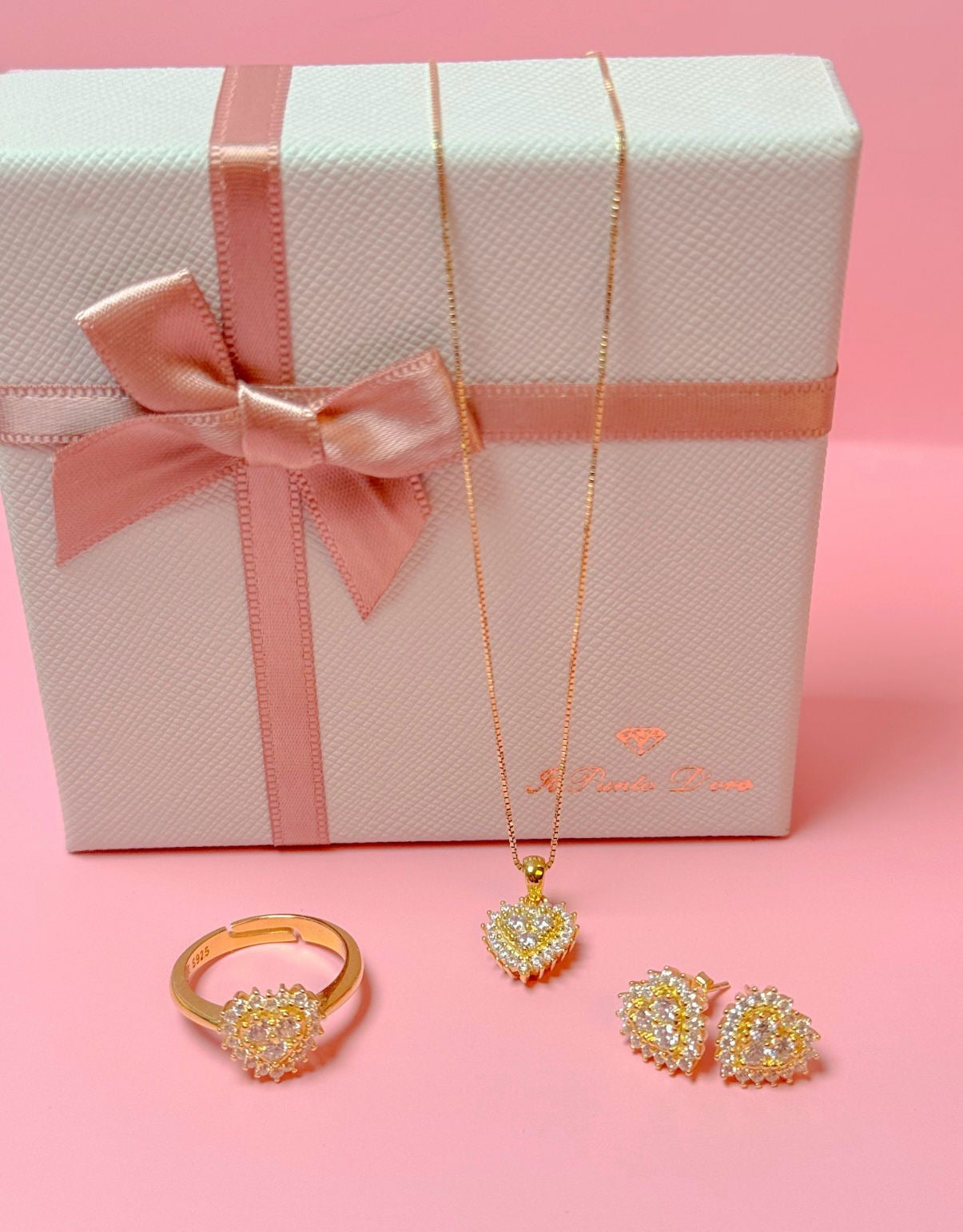 PARURE CUORE ZIRCONATO PAVE’
