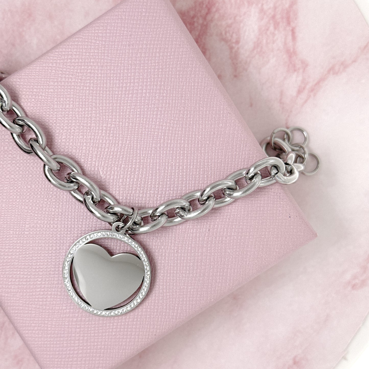 BRACCIALE CATENA CON CUORE ZIRCONATO