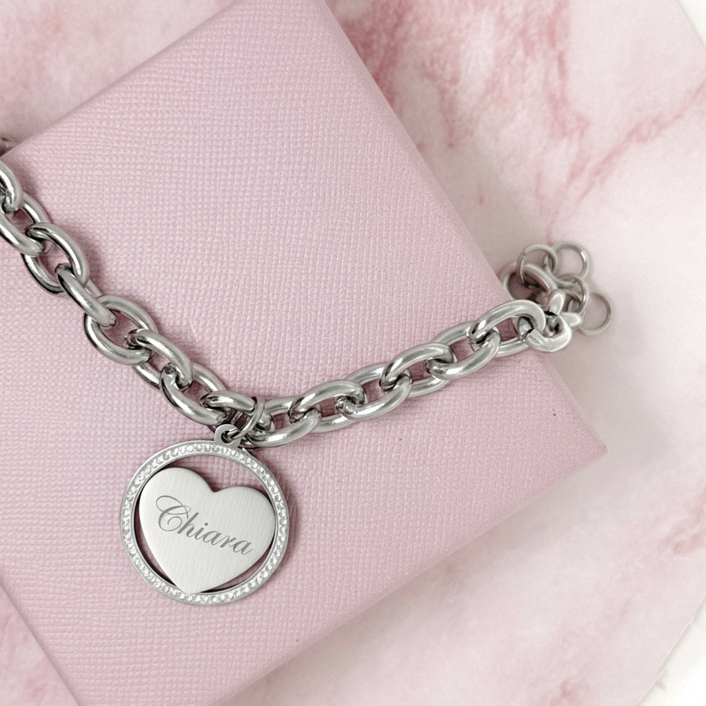BRACCIALE CATENA CON CUORE ZIRCONATO