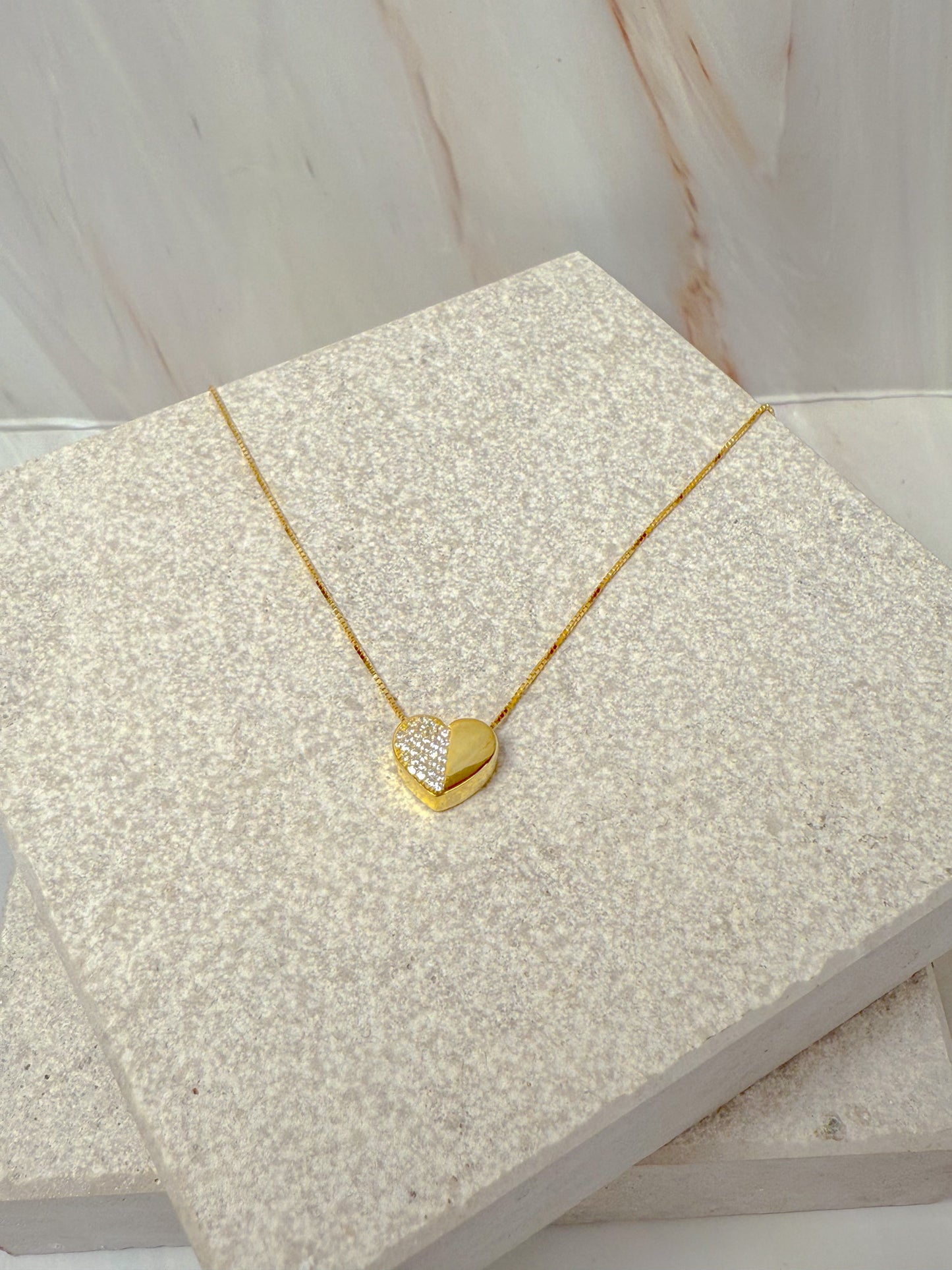 COLLANA CUORICINO LISCIO/ZIRCONATO