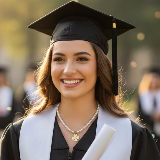 COLLANA DI PERLE CON QUADRIFOGLIO PERSONALIZZATO
