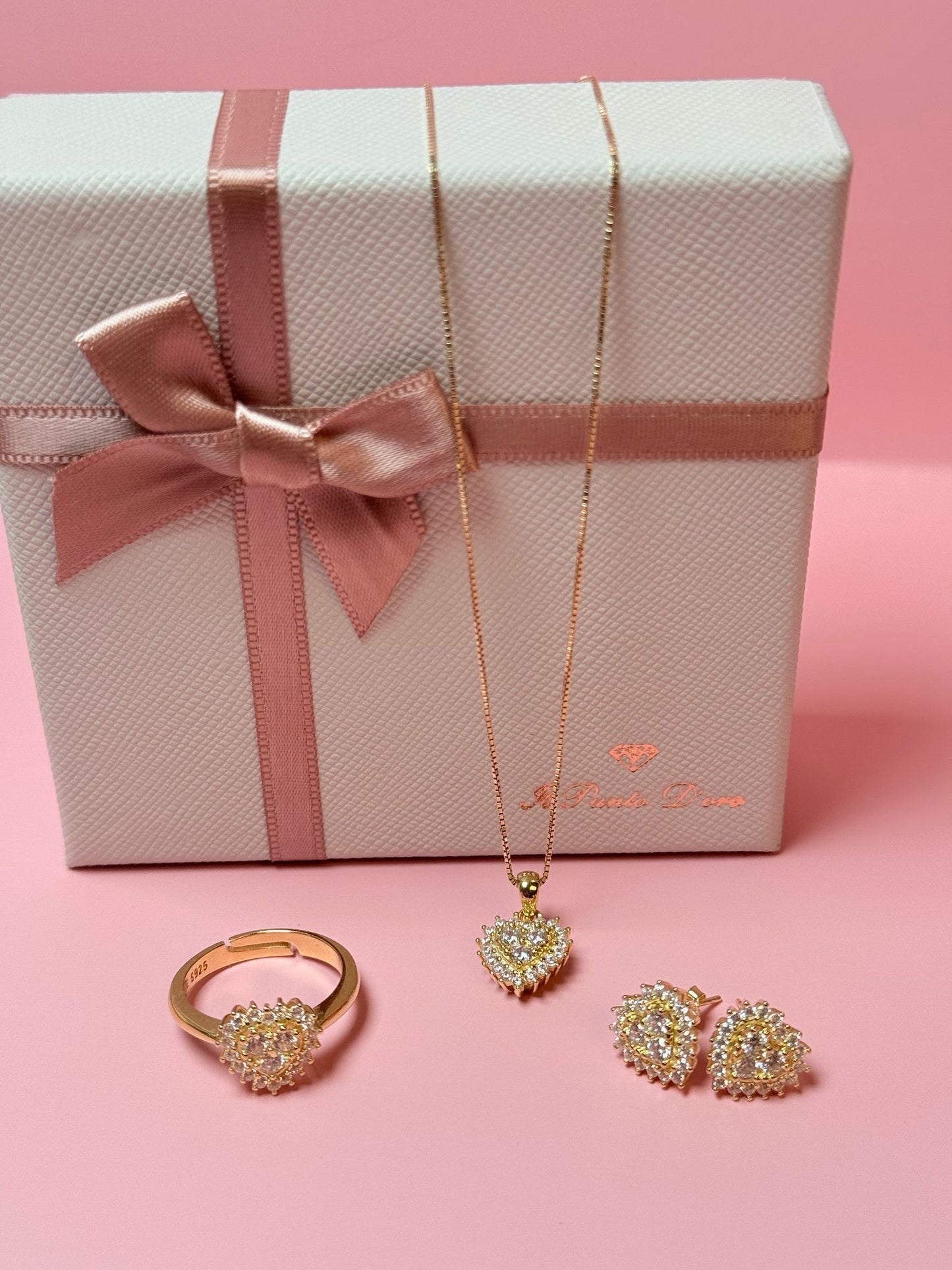 PARURE CUORE ZIRCONATO PAVE’