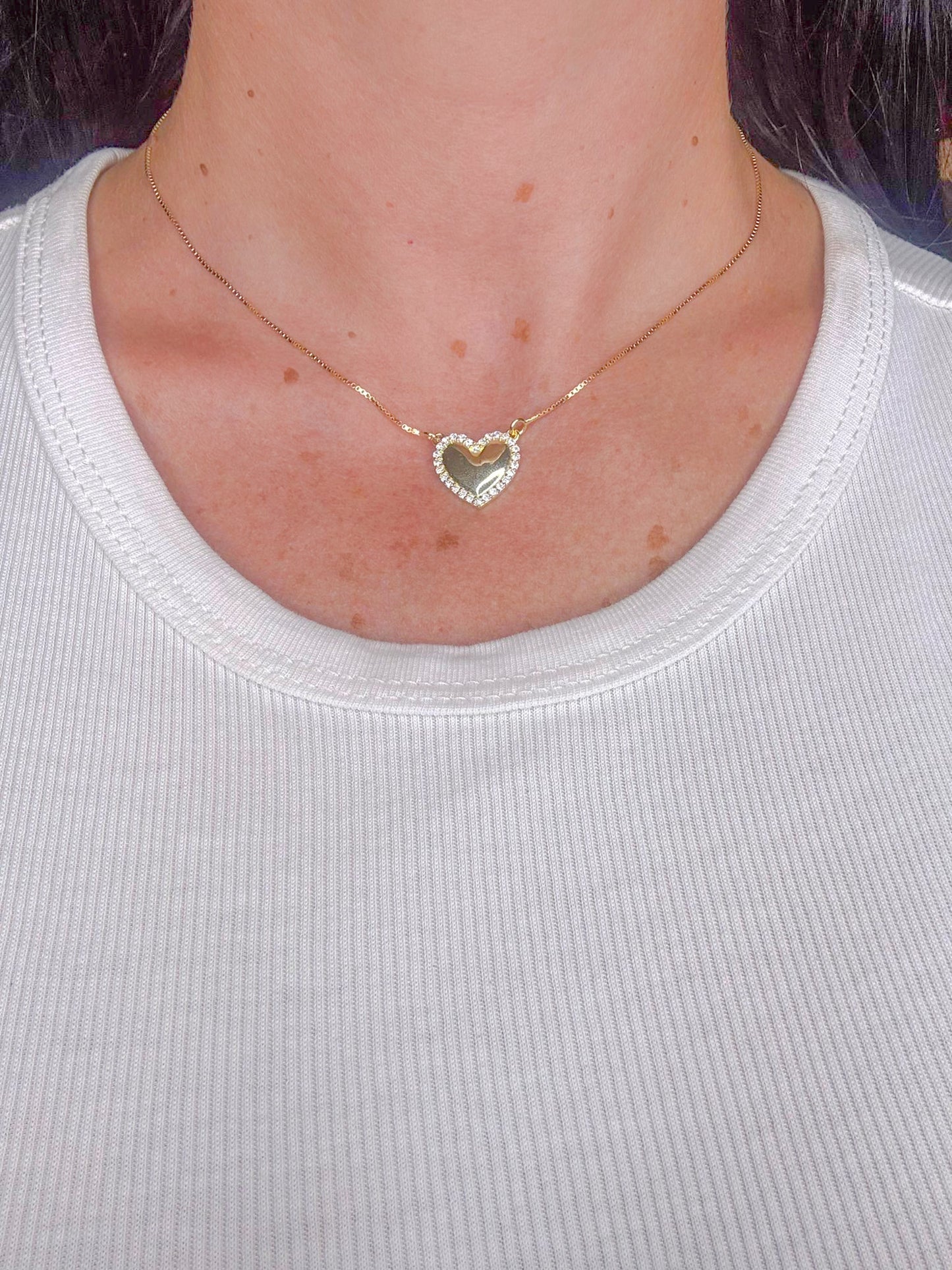 COLLANA CUORE CON BORDO ZIRCONATO