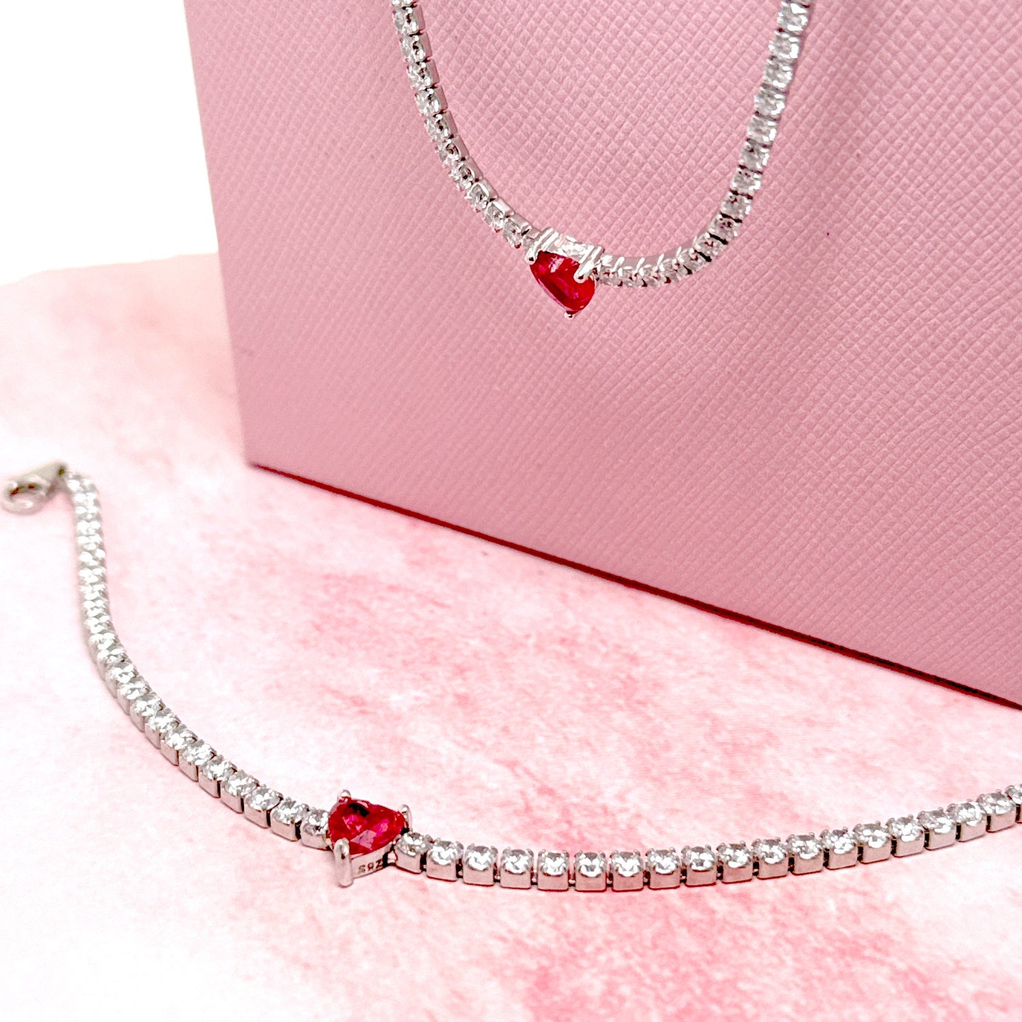 COLLANA TENNIS CON CUORE CENTRALE