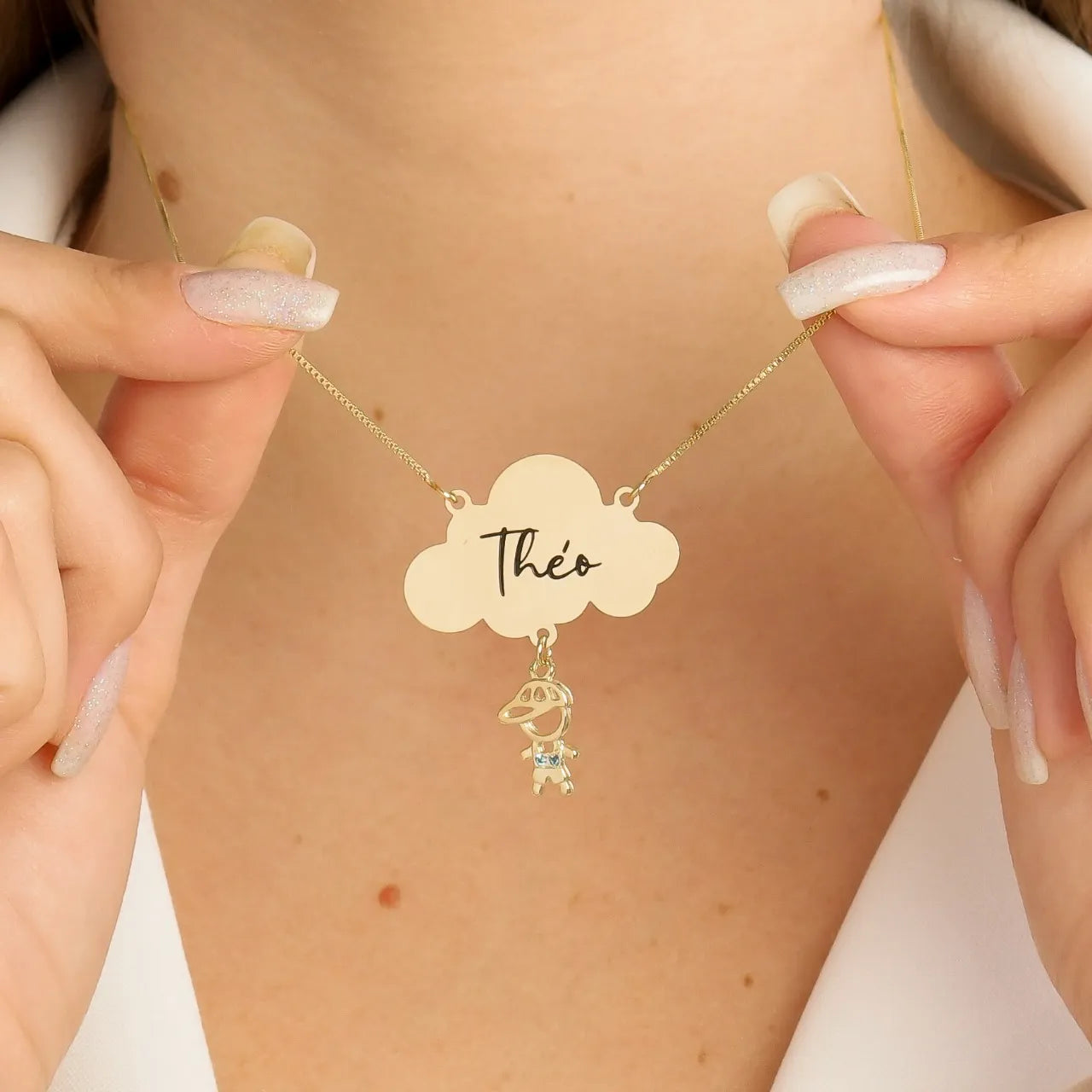 COLLANA CON NUVOLA E BEBÈ PENDENTE