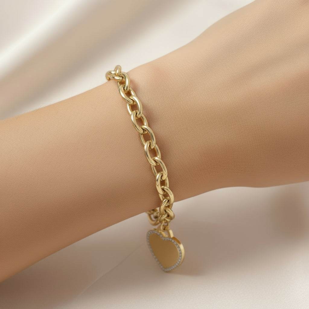 BRACCIALE CATENA CON CUORE ZIRCONATO