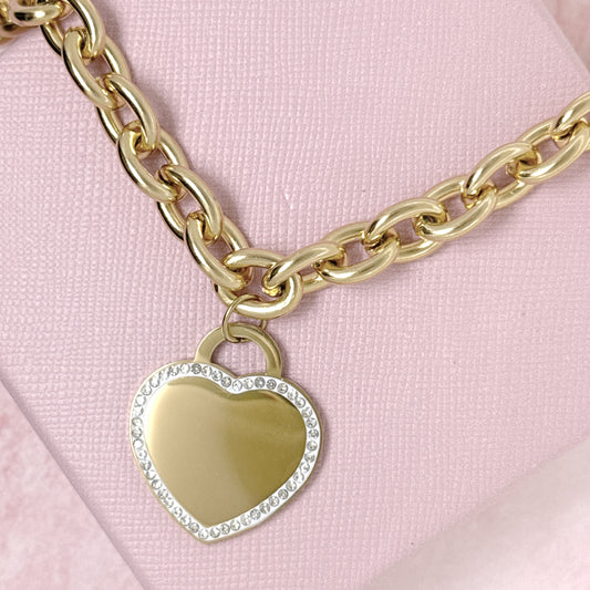 BRACCIALE CATENA CON CUORE ZIRCONATO