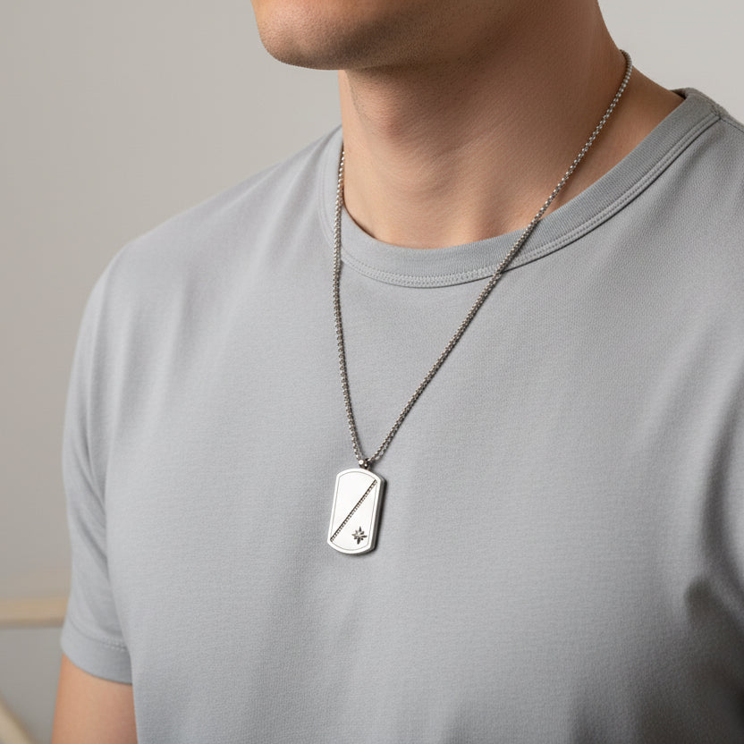 COLLANA TARGHETTA ROSA DEI VENTI