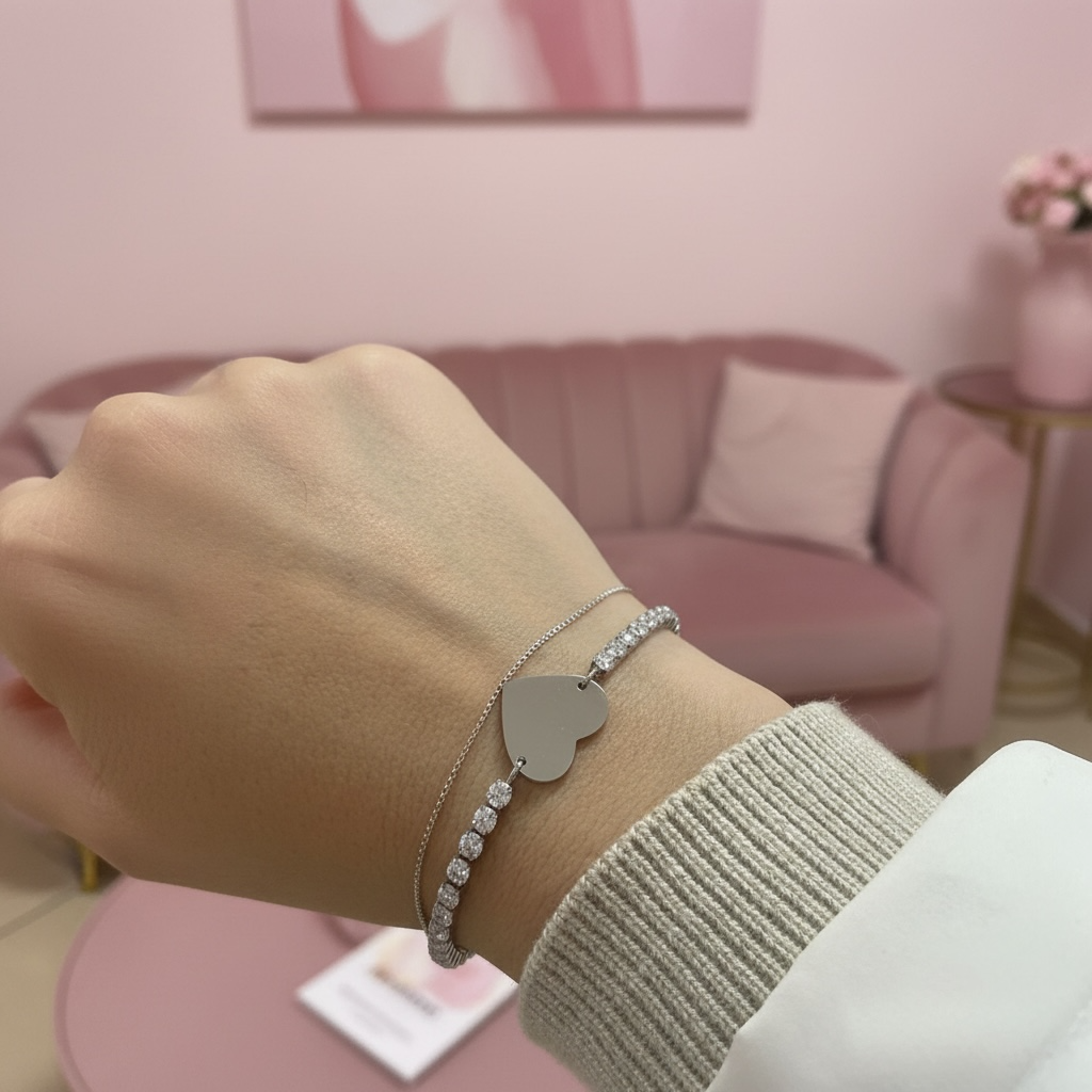 BRACCIALE TENNIS CON CUORE PERSONALIZZABILE