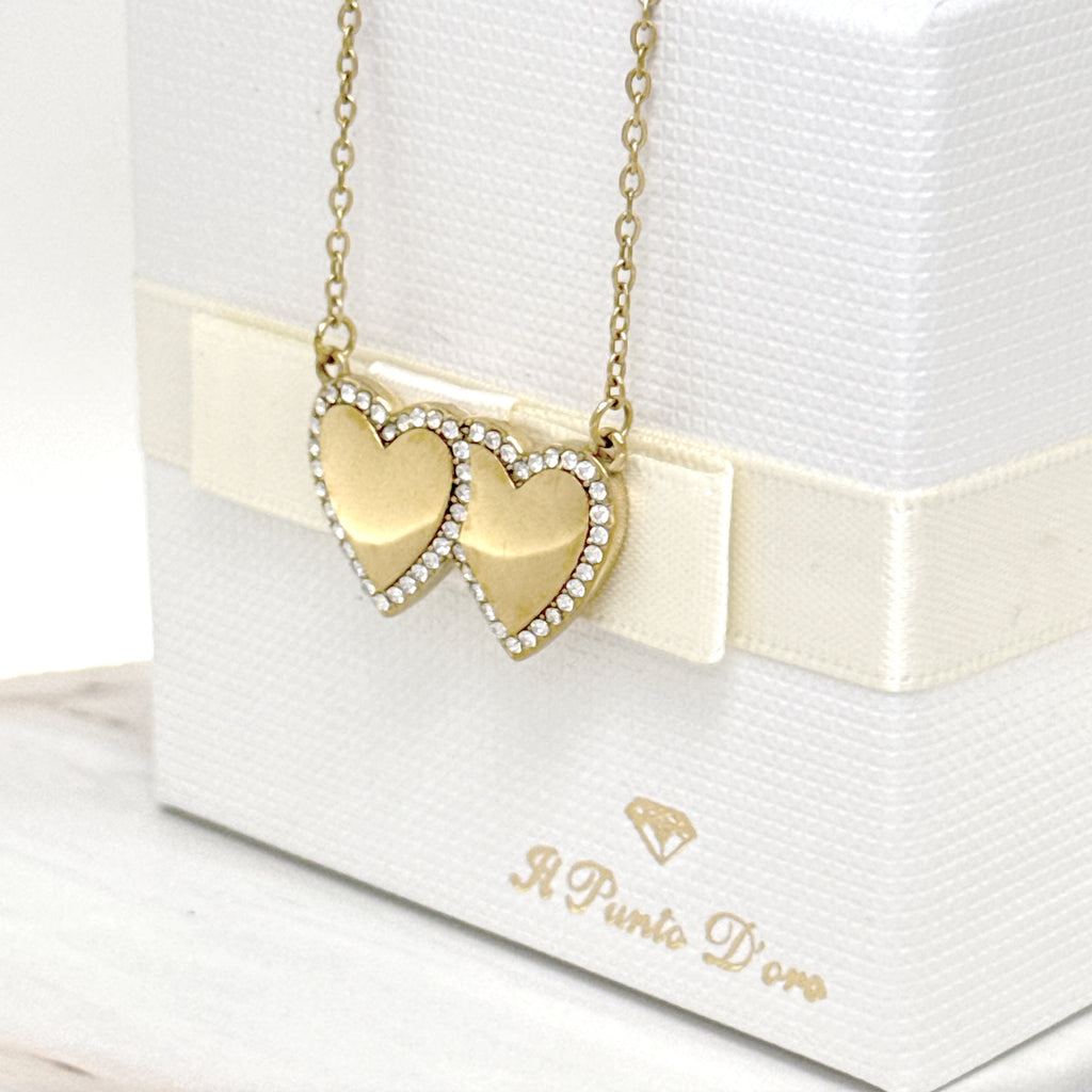 COLLANA DOPPIO CUORE PERSONALIZZABILE
