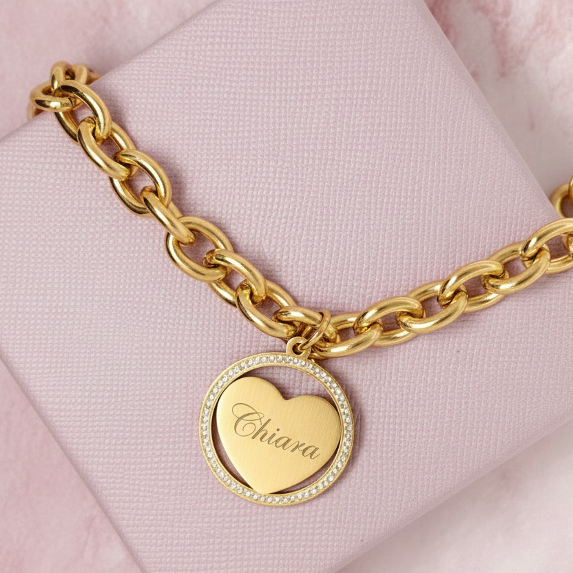 BRACCIALE CATENA CON PENDENTE  PERSONALIZZATO