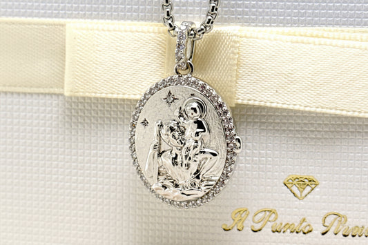 FOTOMEDAGLIA OVALE CON SAN GIUSEPPE E BAMBINELLO