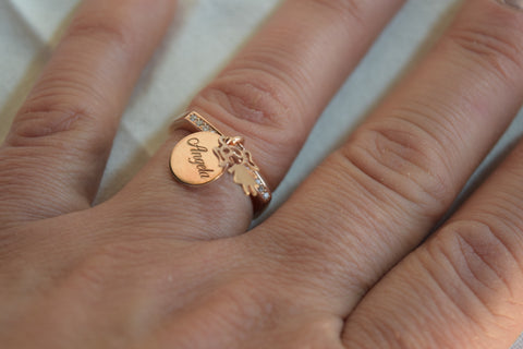 ANELLO PERSONALIZZATO CON ZIRCONI E BEBE’