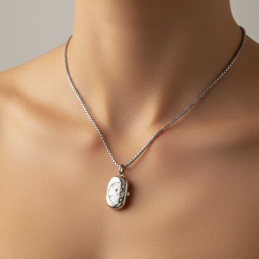 Ciondolo Luna con Stelle e Foto Personalizzabile