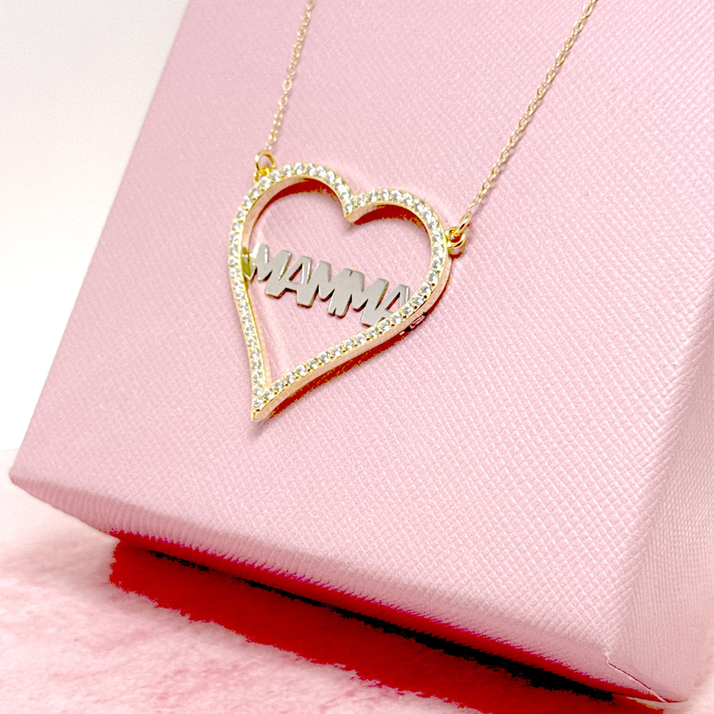 COLLANA CUORE MAMMA ZIRCONATO