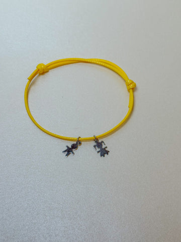 BRACCIALE IN CORDA COLORATO E CHARMS