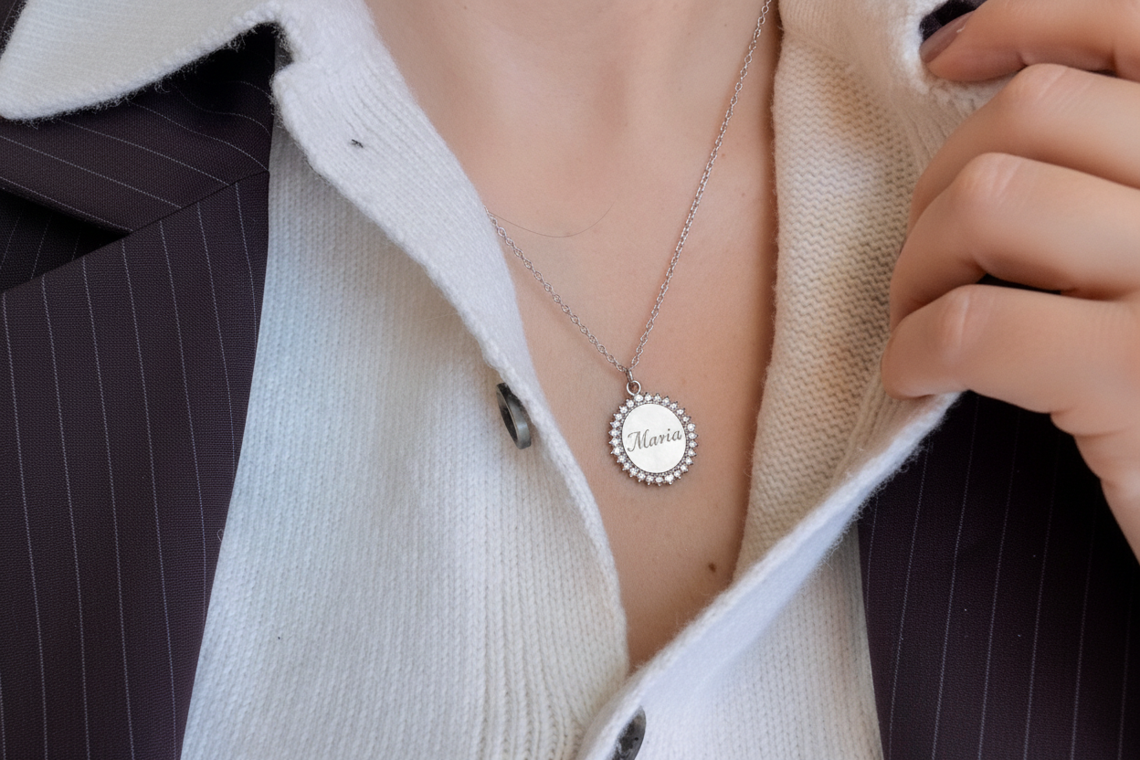 COLLANA CON PENDOLO OVALE PERSONALIZZABILE