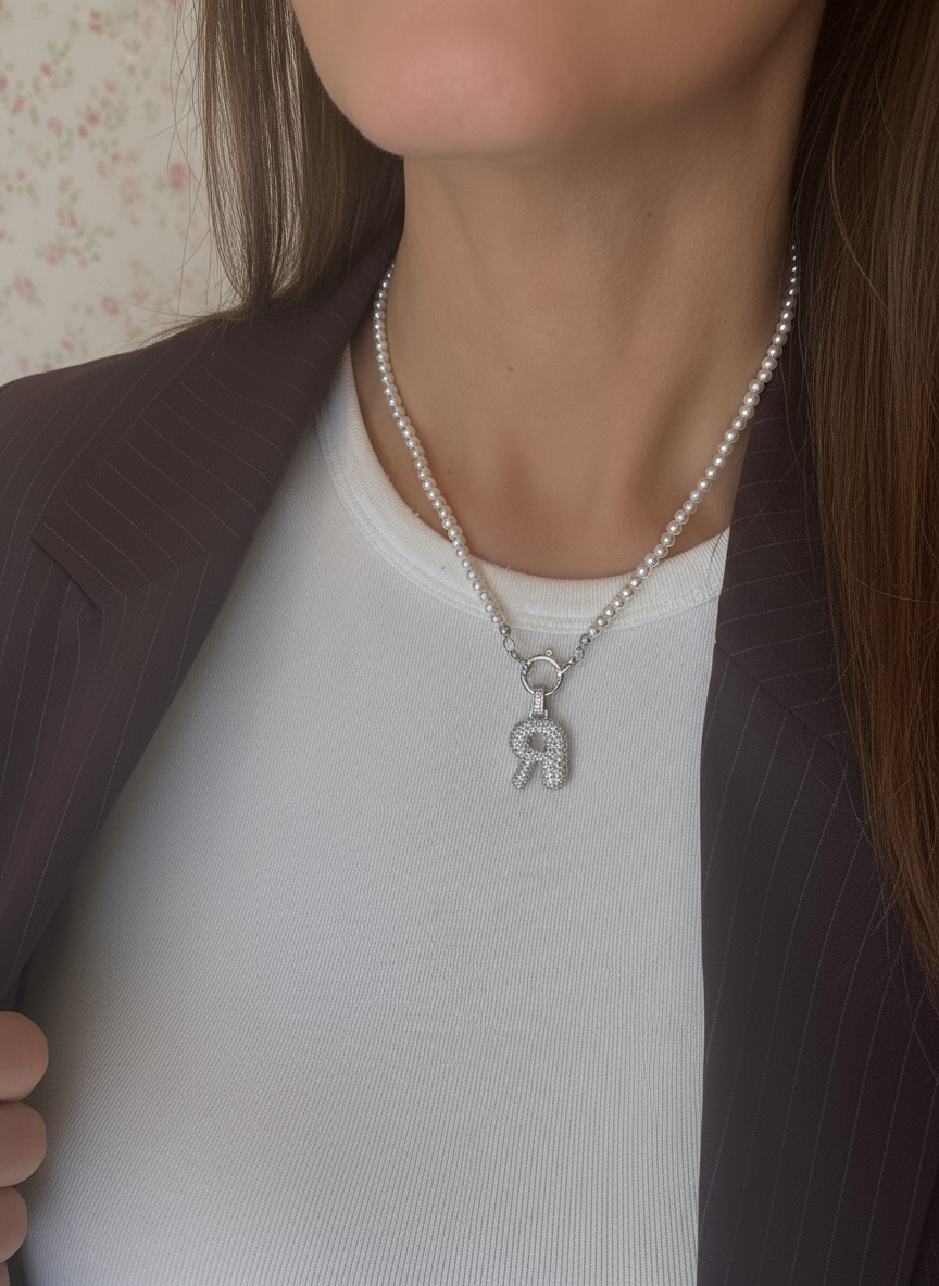 COLLANA LETTERA BUBBLE ZIRCONATA
