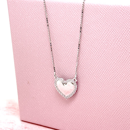 COLLANA CUORE CON BORDO ZIRCONATO