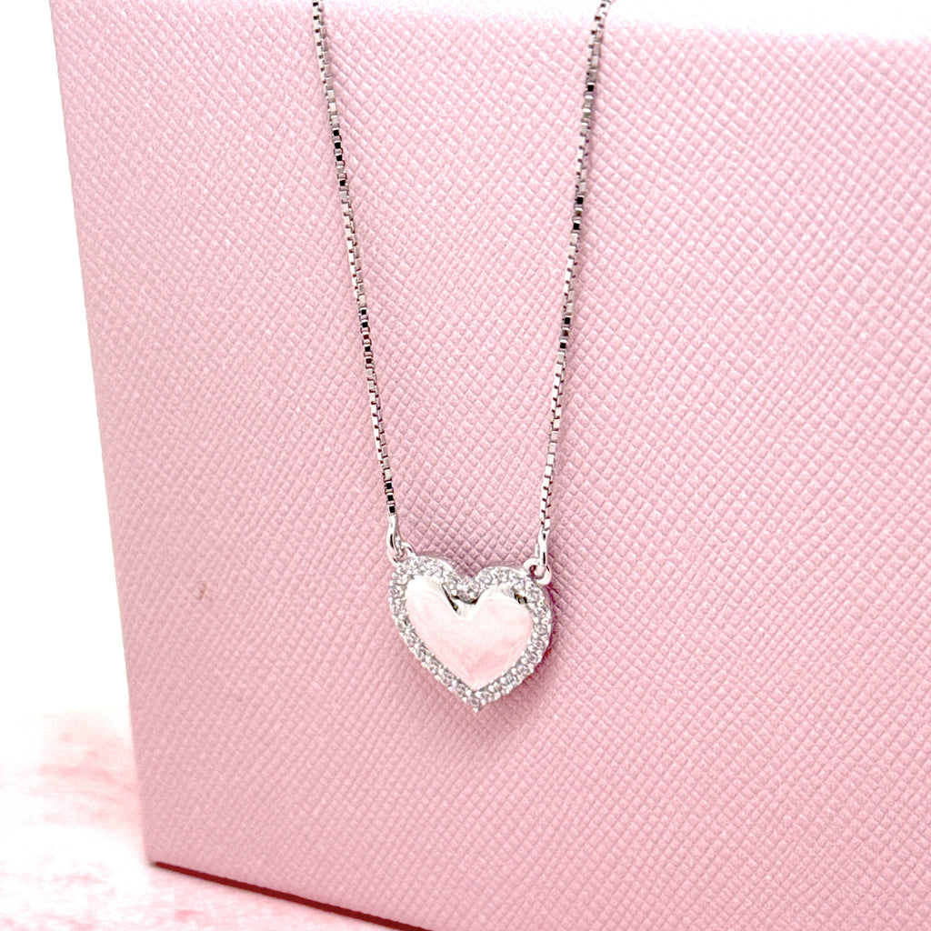 COLLANA CUORE CON BORDO ZIRCONATO