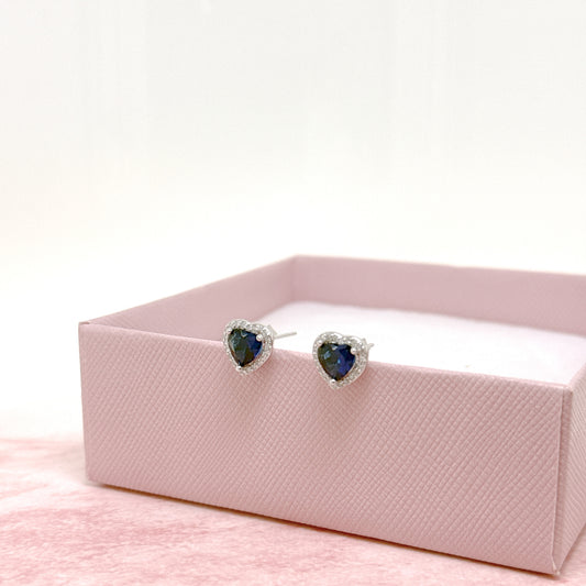 ORECCHINI A CUORE CON PIETRA COLORATA