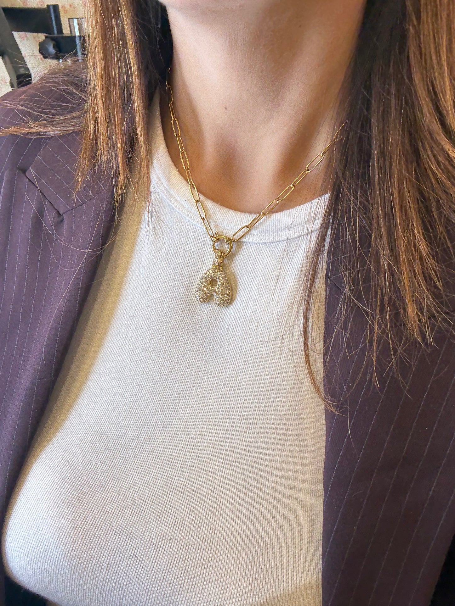 COLLANA LETTERA BUBBLE ZIRCONATA