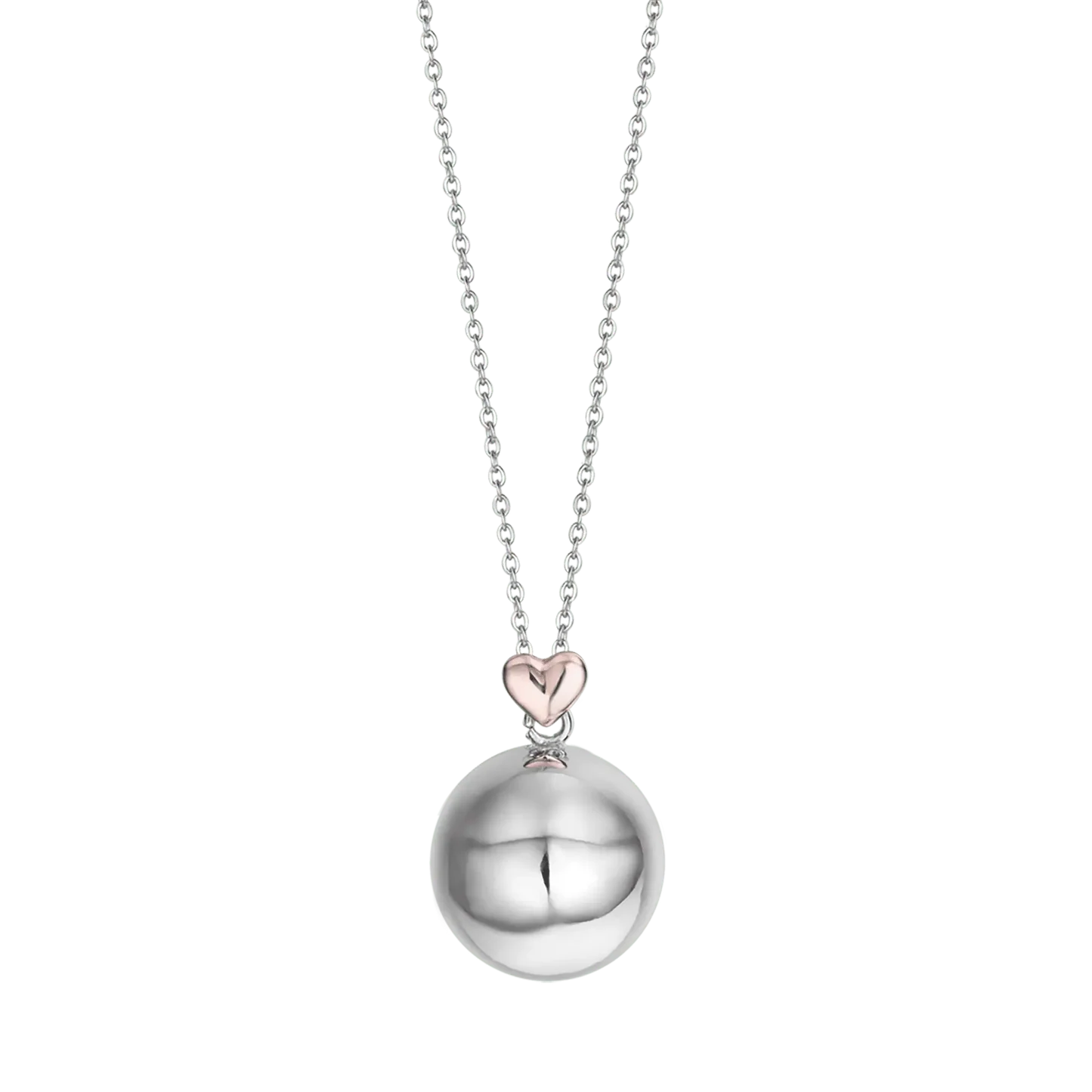 COLLANA CHIAMA ANGELI IN ACCIAIO, CIONDOLO IN METALLO CON CUORE ROSE'