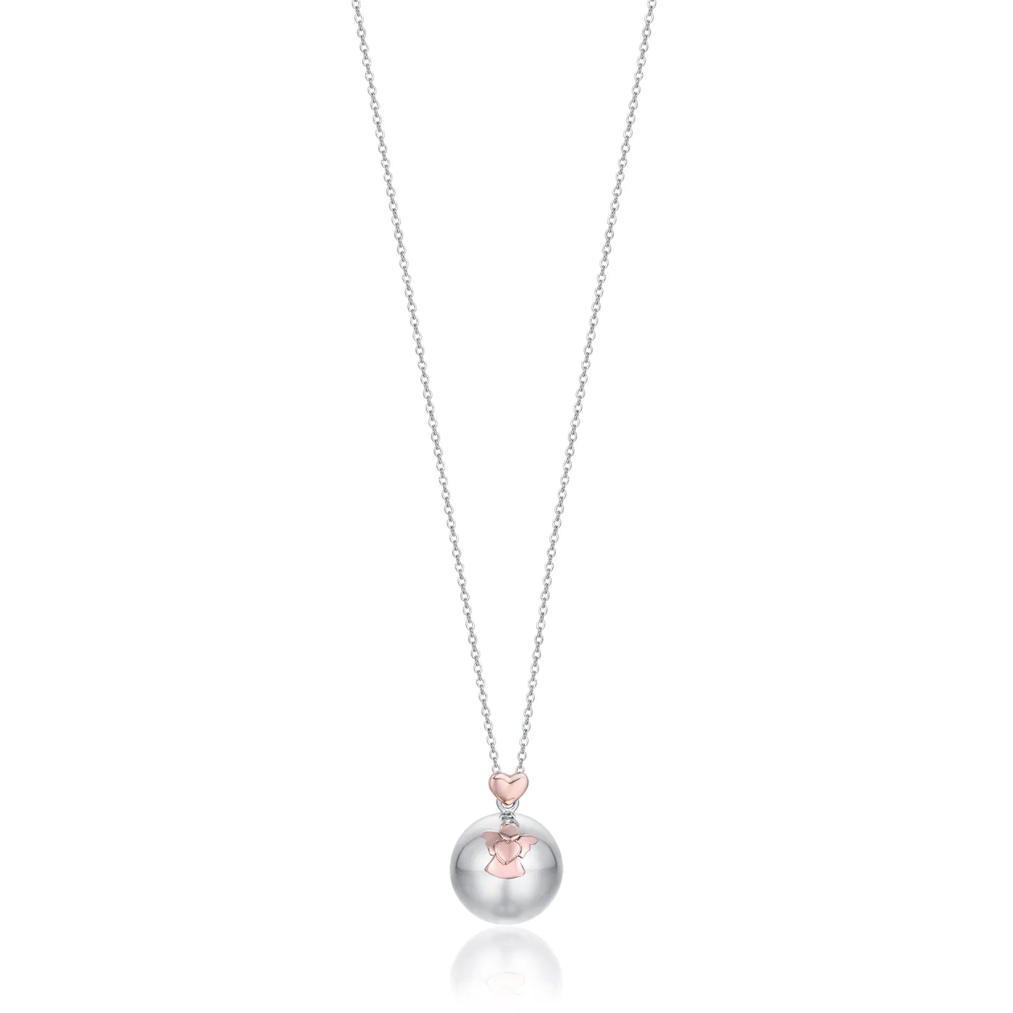 COLLANA CHIAMA ANGELI IN ACCIAIO CIONDOLO IN METALLO CON ANGELO E CUORE.