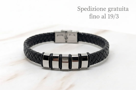 BRACCIALE INTRECCIATO UOMO – LEGAME DI INIZIALI