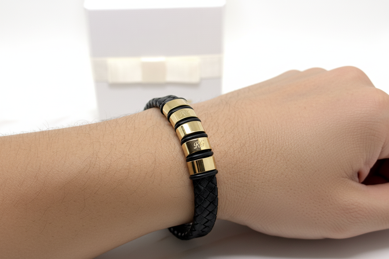 BRACCIALE INTRECCIATO UOMO – LEGAME DI INIZIALI