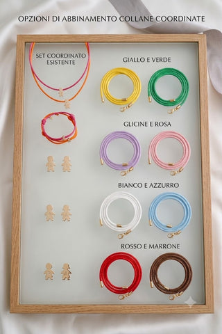 BRACCIALE E COLLANA IN TESSUTO CON CHARMS