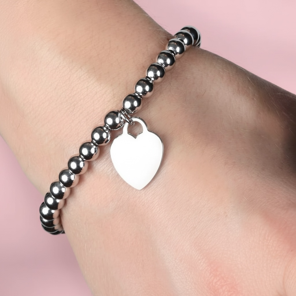 BRACCIALE MODELLO TIFFANY CON CUORE PERSONALIZZATO