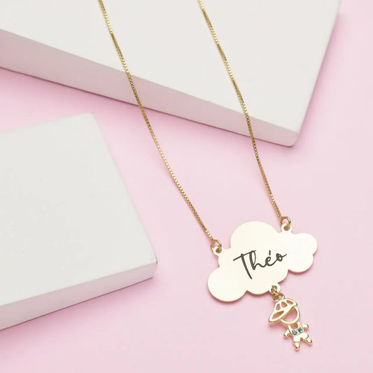 COLLANA CON NUVOLA E BEBÈ PENDENTE